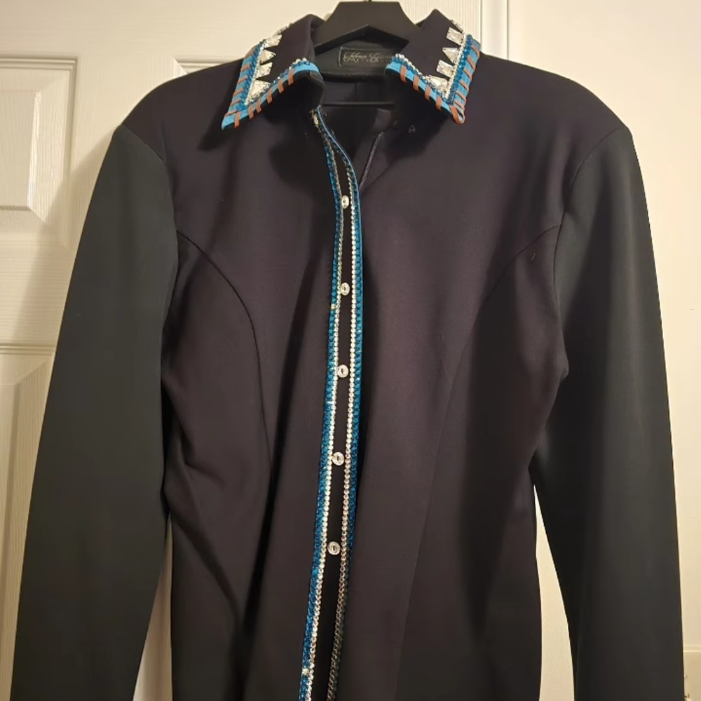 Like New!!!! Kevin Garcia Originals Black Long-Sleeve Shirt with Colorful Trim